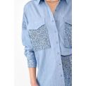 DIXIE oversize bavlnená košeľa modrá s flitrami