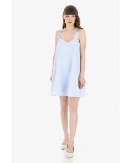 IMPERIAL šaty bielo-modrý pásik bez rukávov