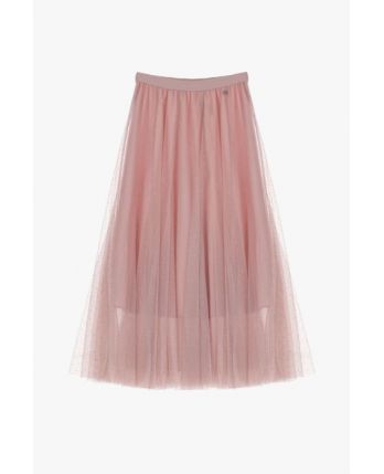 DIXIE dlhá plisovaná sukňa ružová s aplikáciou kamienkov