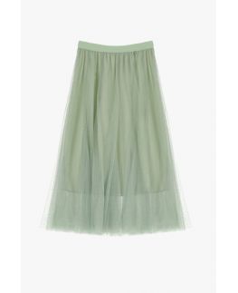 DIXIE dlhá plisovaná sukňa zelená s aplikáciou kamienkov