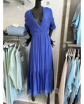 DIXIE šaty dlhé hodvábne modré M