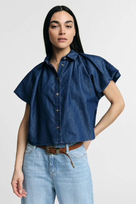 Oversized košeľa so širokými krátkymi rukávmi